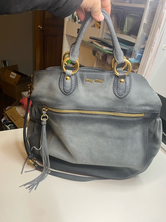 Miu Miu Handbags - Miu Miu Suede Handbag with long strap